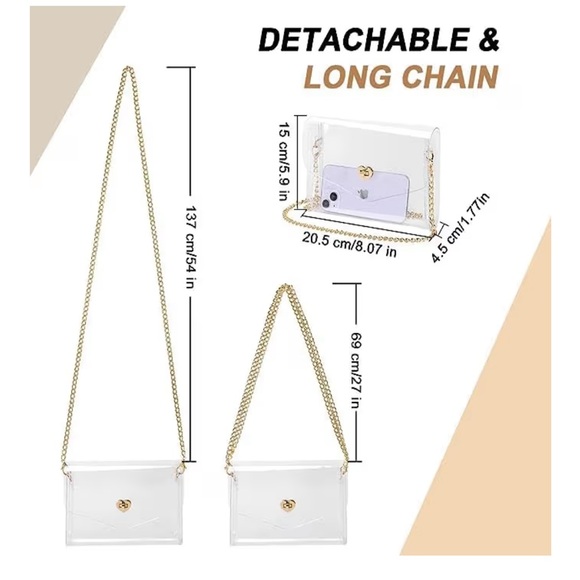 NWT Clear Acrylic Crossbody Bag with Gold Chain - Picture 5 of 5